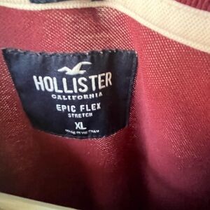 Hollister Epic Flex Stretch Hoodie - Burgundy with Cream Trim